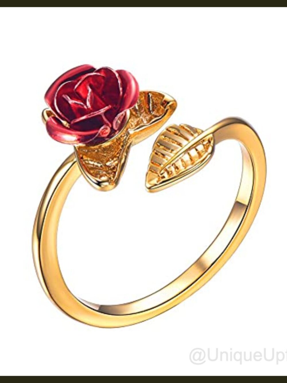 Adjustable Rose Flower Ring Stackable Band 18K Gold Plated Copper